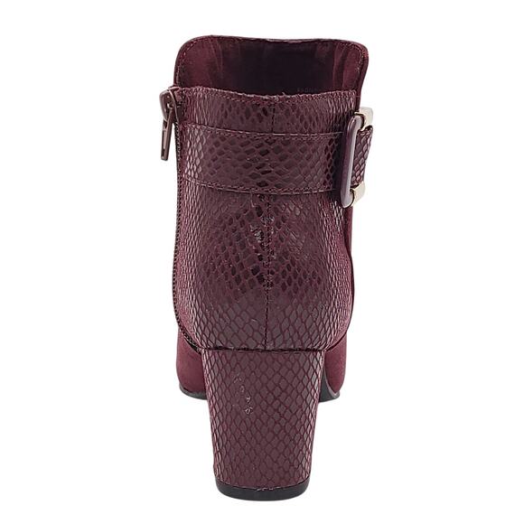 Karen Scott Women Ivyy Block Heel Ankle Bootie Size US 5.5M Wine Red Snake Print - Picture 5 of 6